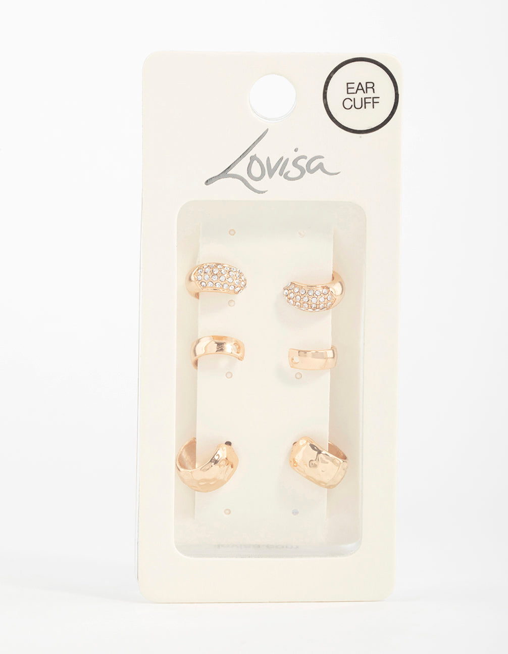 Gold Plated Chunky Pave Cubic Zirconia Ear Cuffs 6-Pack