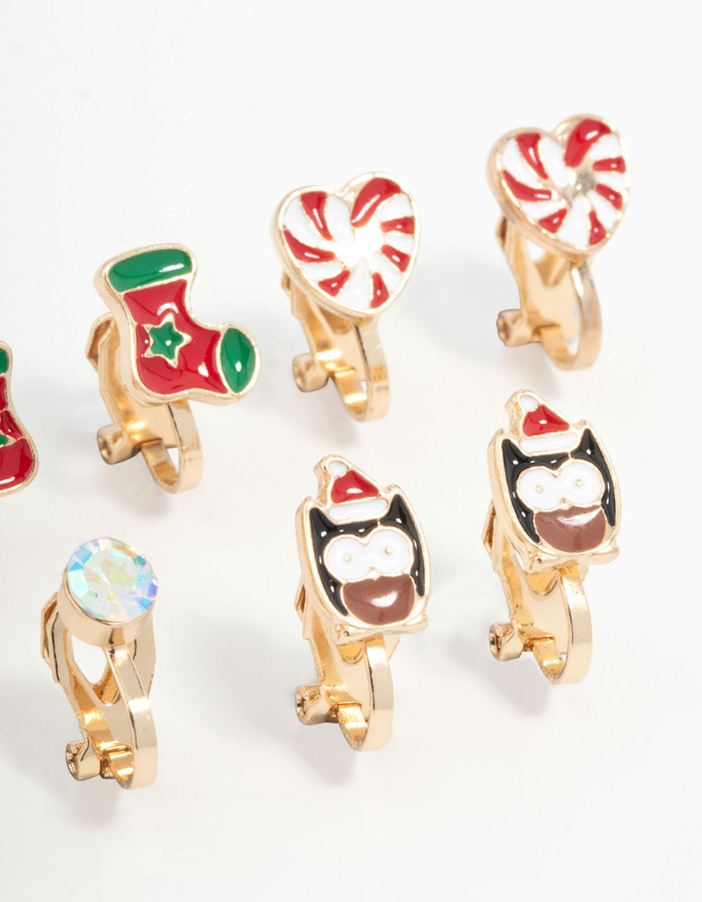Kids Gold Festive Stacking Clip Earrings 5-Pack