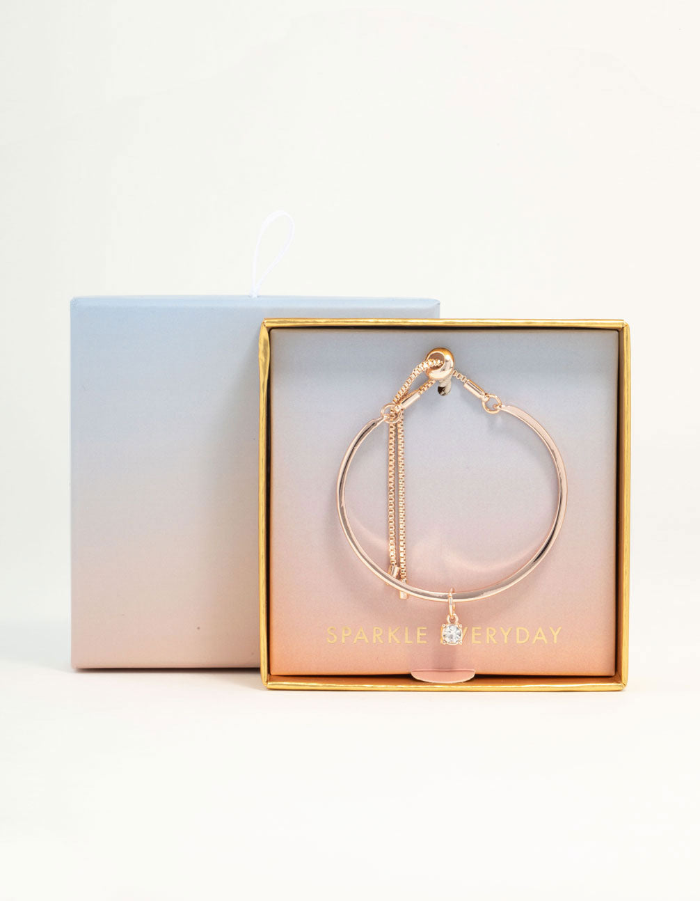 Rose Gold Solitaire Diamante Toggle Bracelet
