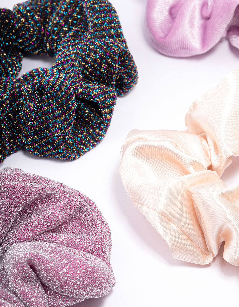 Purple & Lilac Christmas Fabric Scrunchies 4-Pack