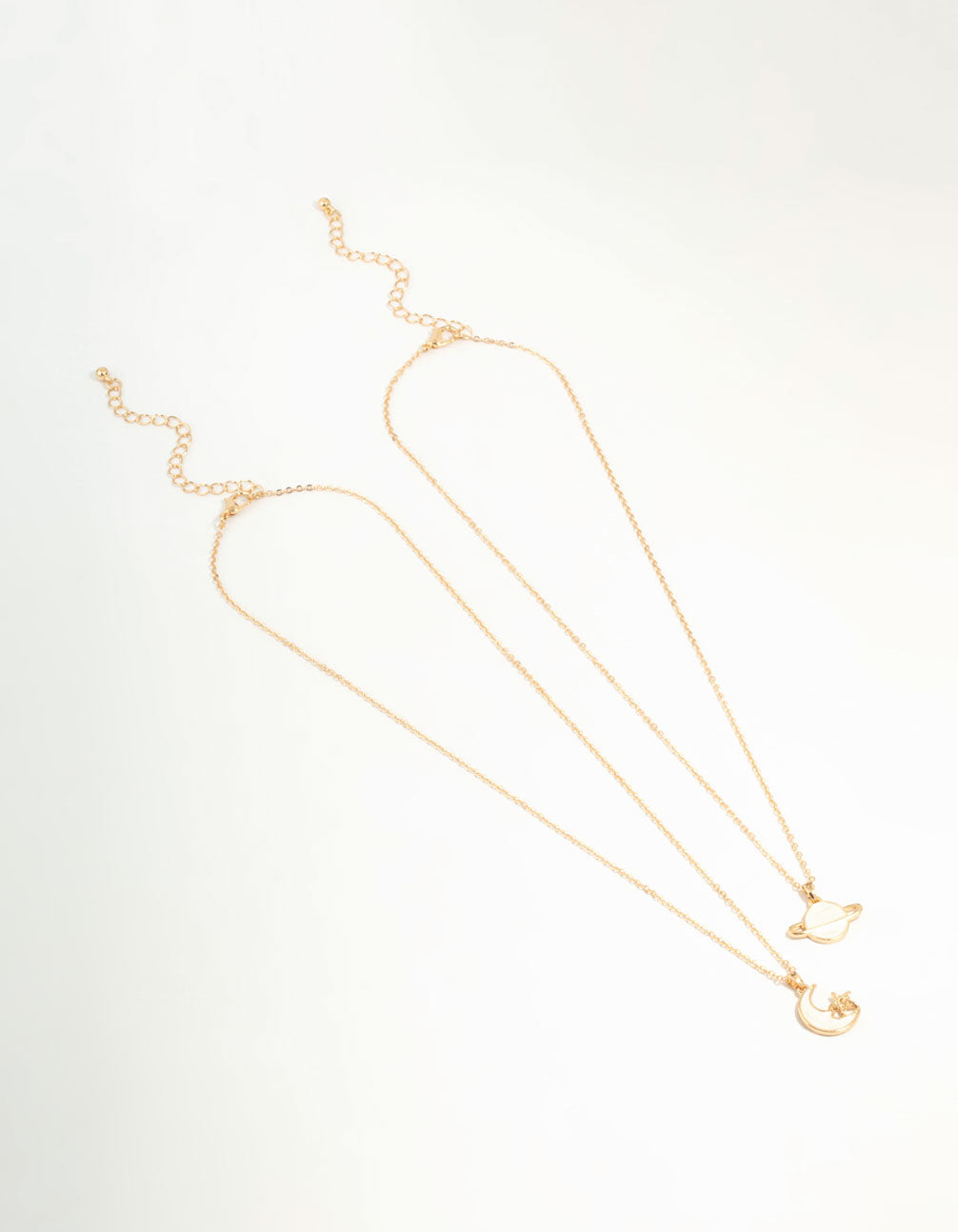 Gold Moon & Planet Necklaces 2-Pack