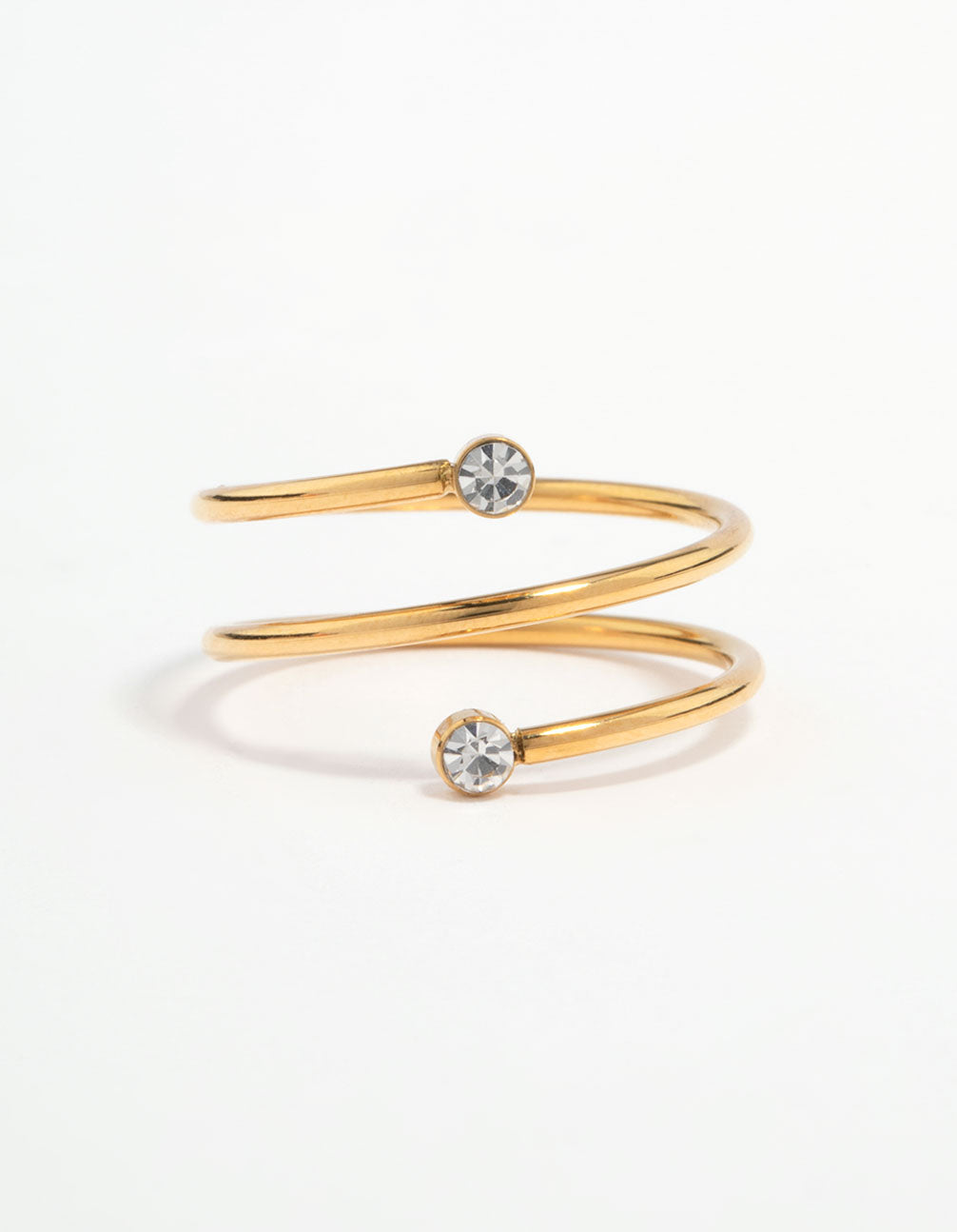 Waterproof Gold Plated Stainless Steel Diamante Coil Ring