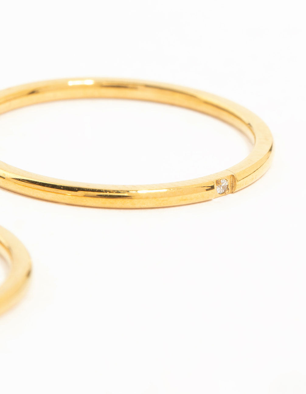 Waterproof Gold Plated Stainless Steel Fine Band Rings 2-Pack