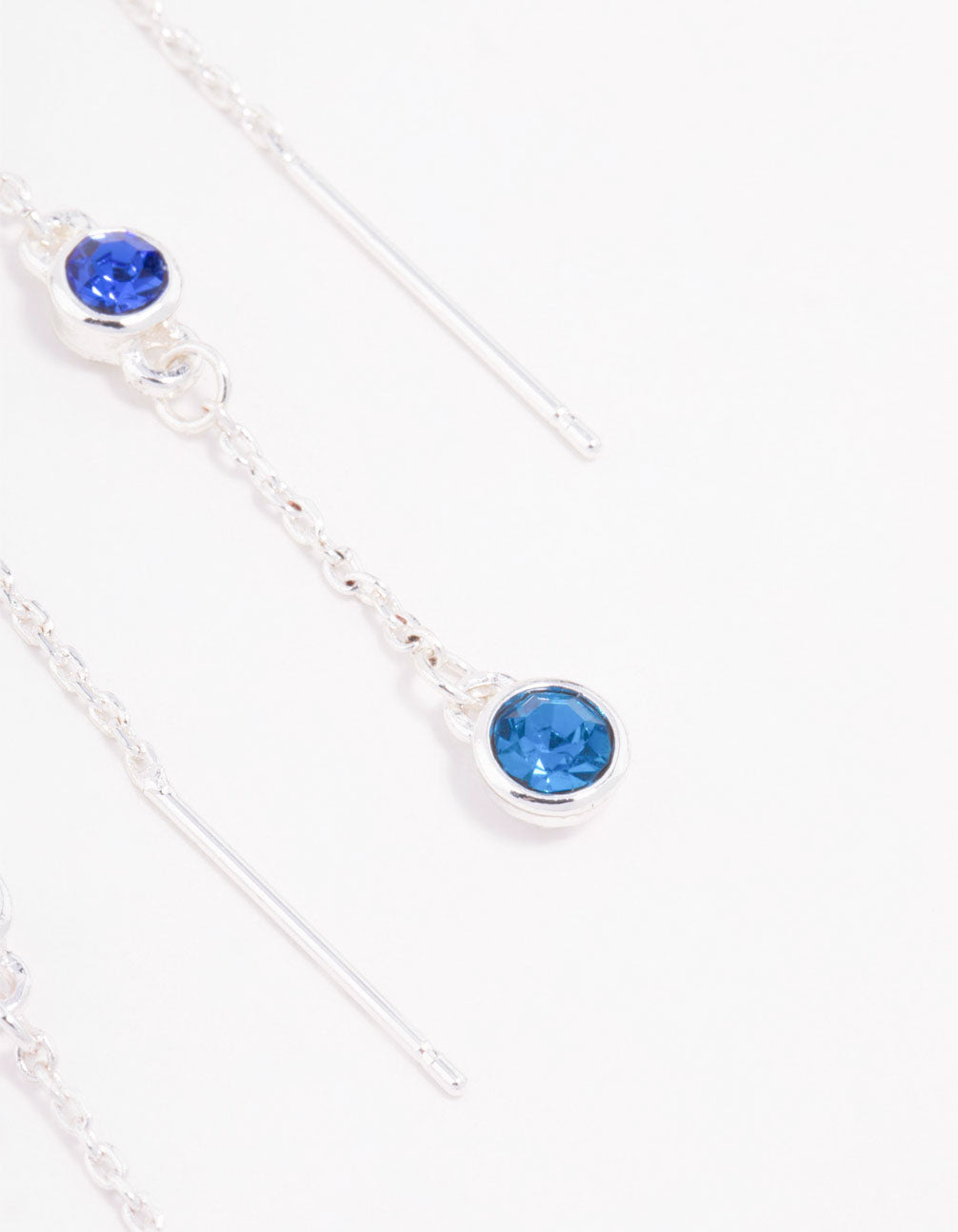 Blue Czech Bohemia Crystal Station Drop Earrings