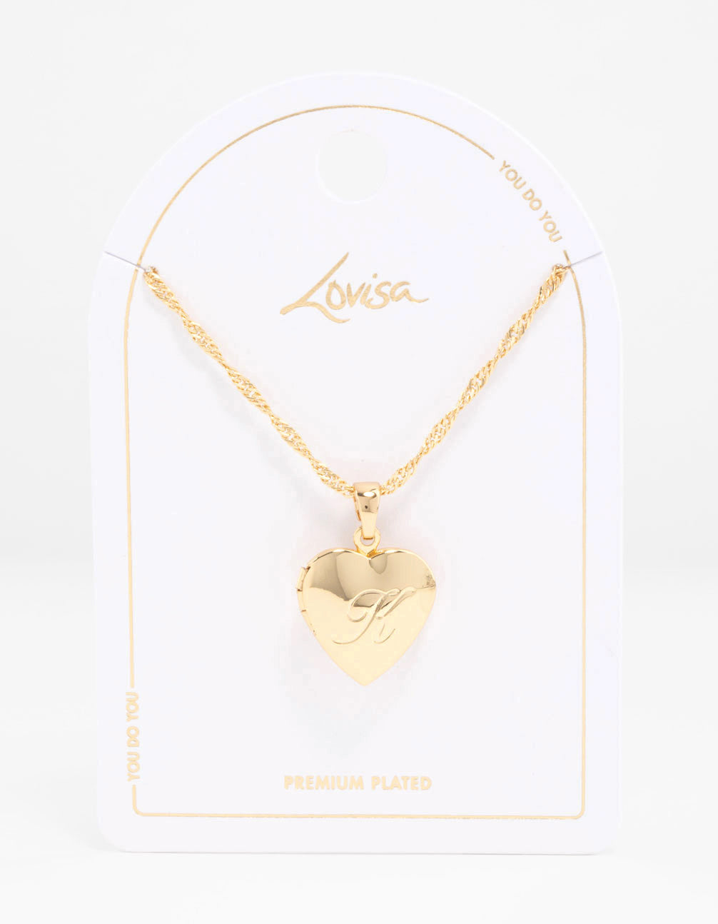 Gold Plated Heart Locket Initial K Necklace
