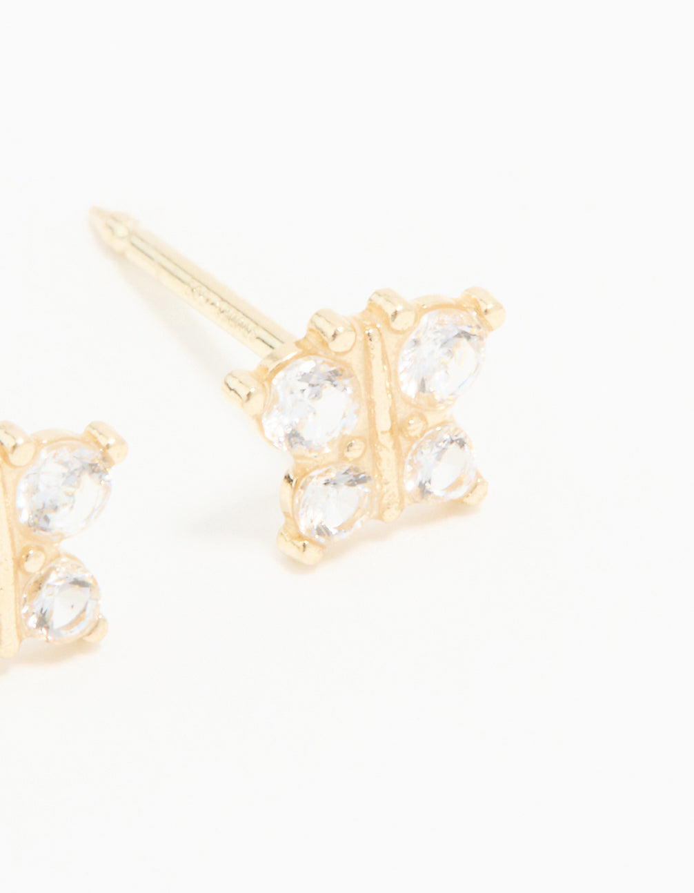 14KT Solid Yellow Gold Cubic Zirconia Butterfly Piercing Stud