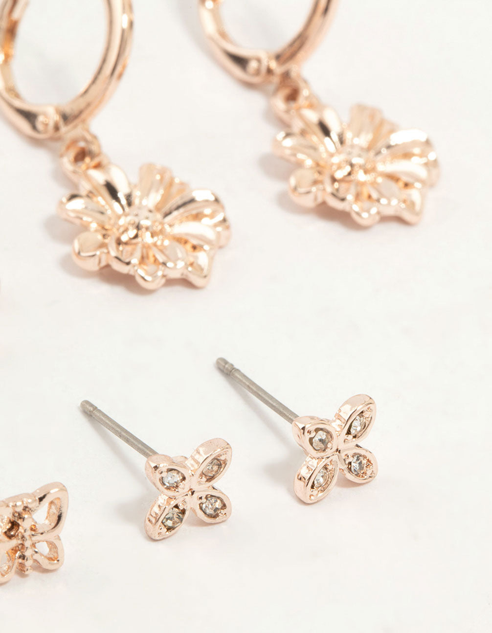 Rose Gold Butterfly & Bee Earrings 6-Pack