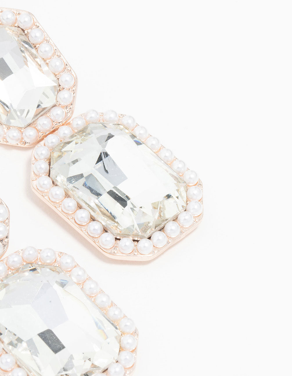 Rose Gold Pearl & Diamante Cocktail Earrings
