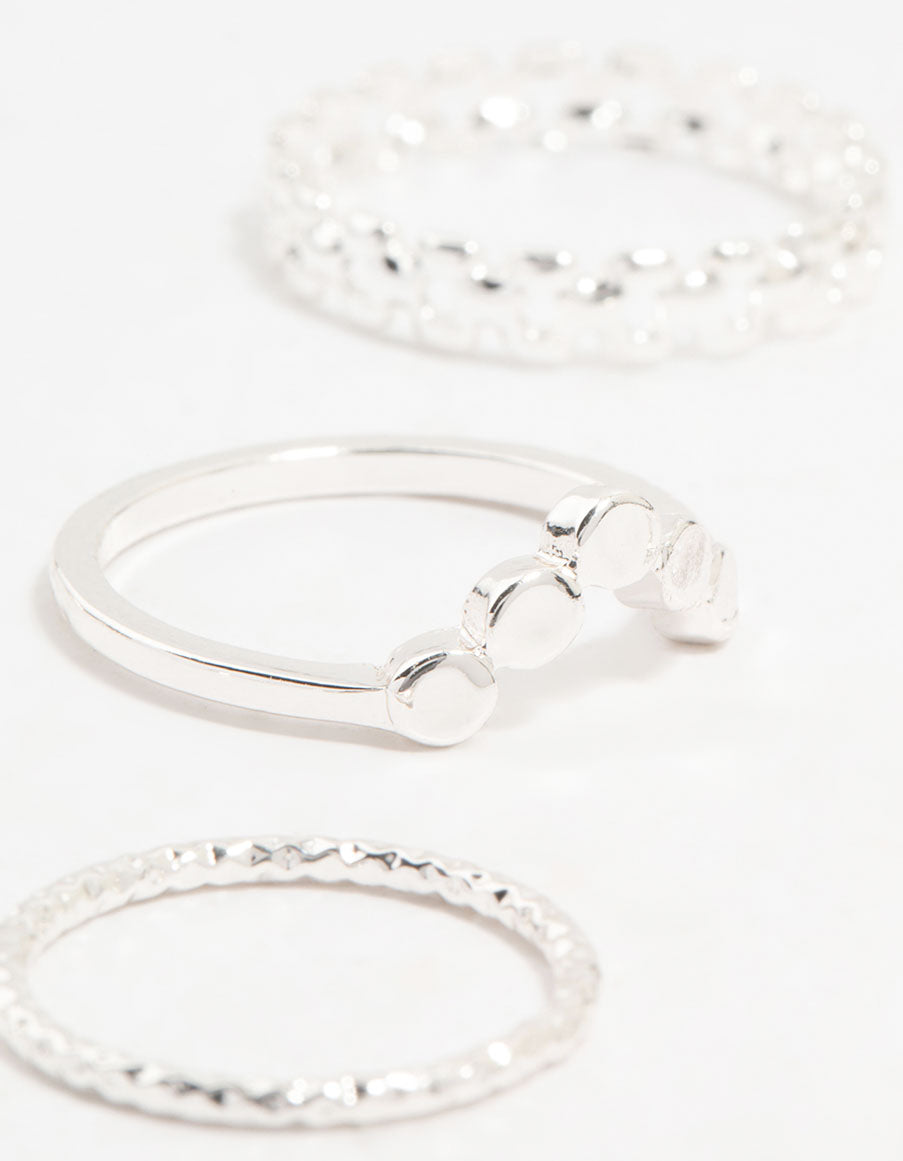 Silver Thin Mixed Stacking Rings 8-Pack