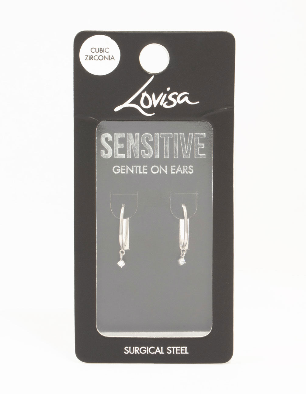 Surgical Steel Rectangular Sleeper Cubic Zirconia Charm Earrings