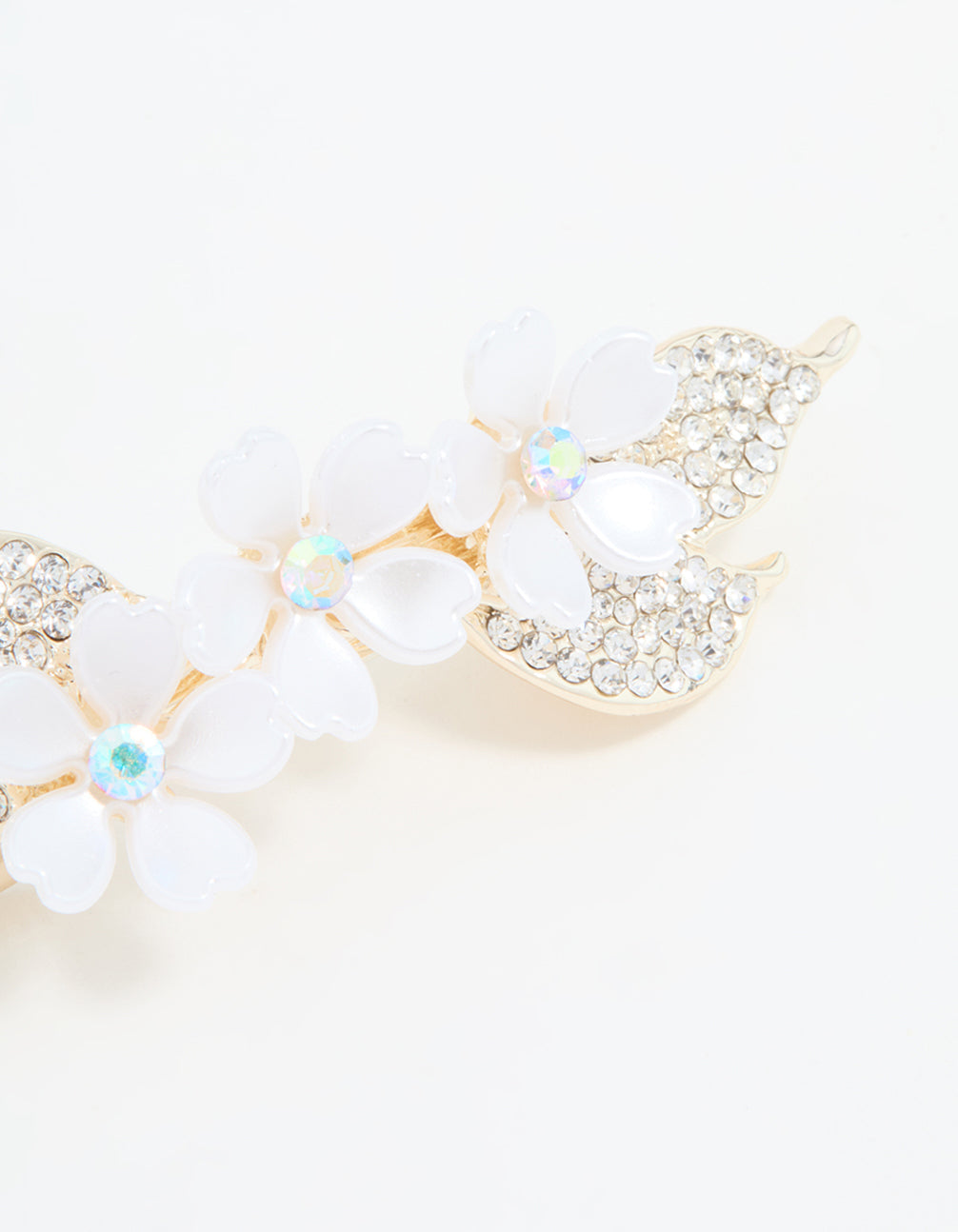 Silver Acrylic & Diamante Flower Hair Clip