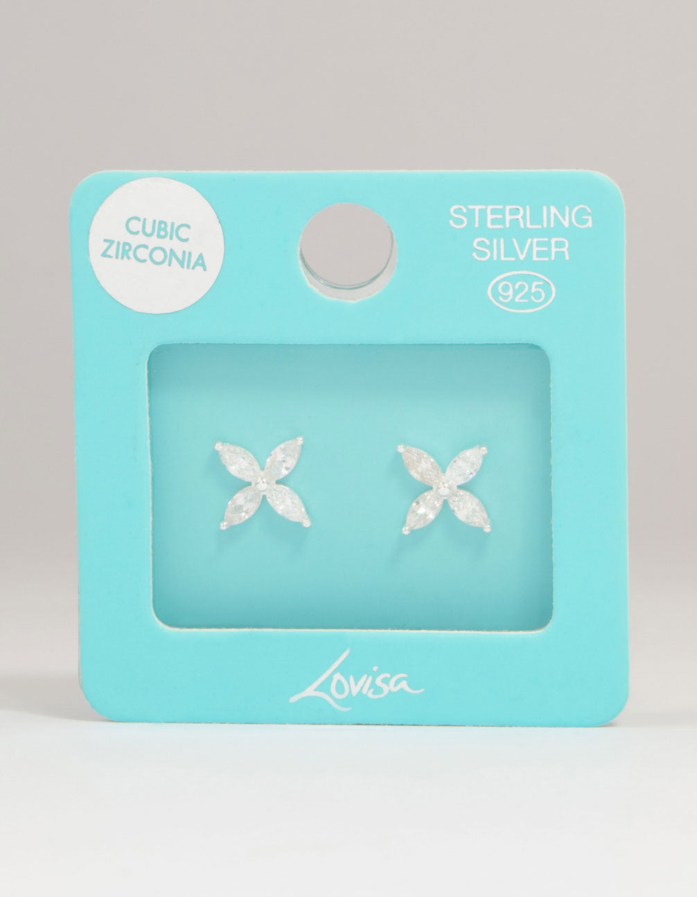 Sterling Silver Cubic Zirconia Flower Stud Earrings