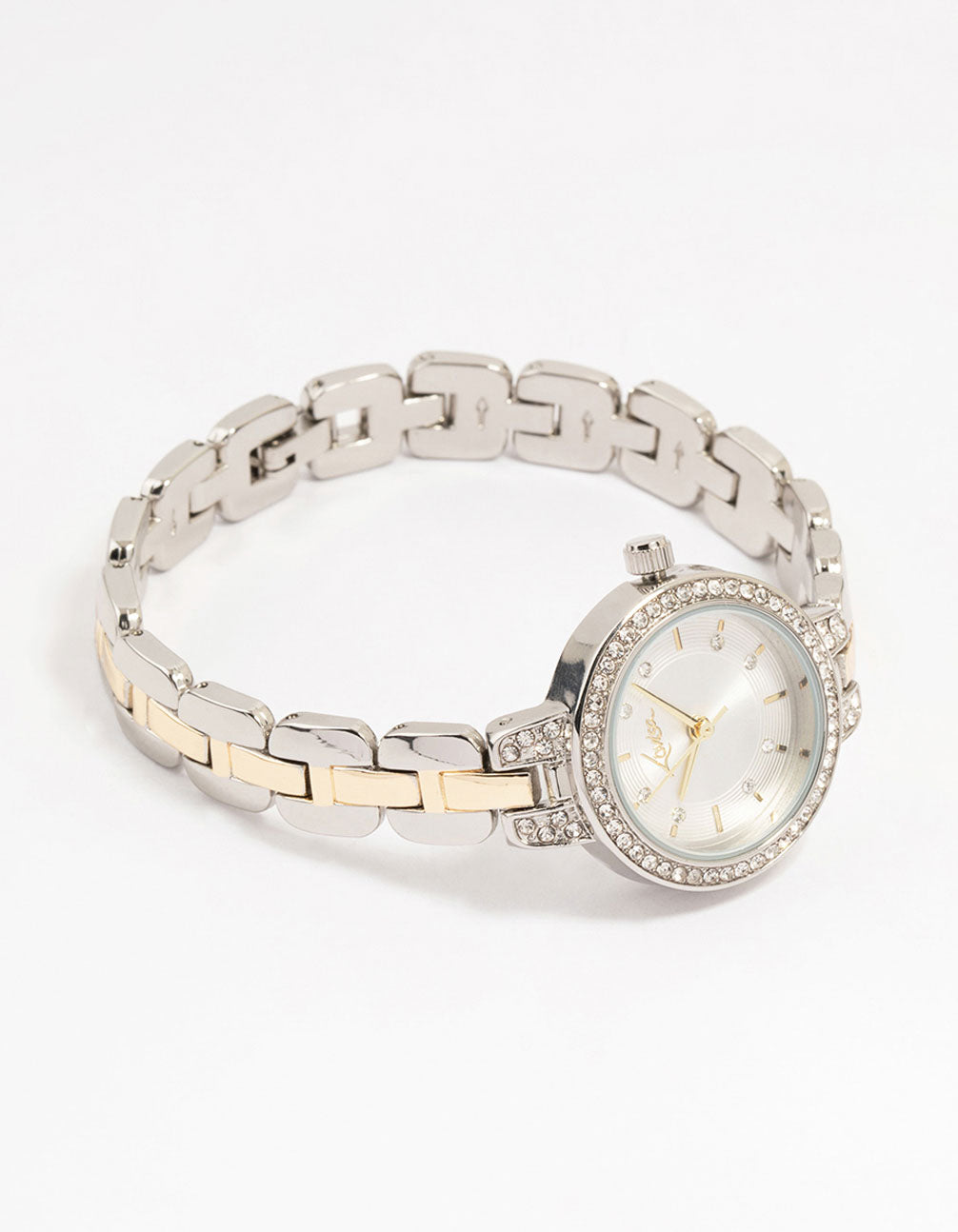Mixed Metals Diamante Small Round Watch