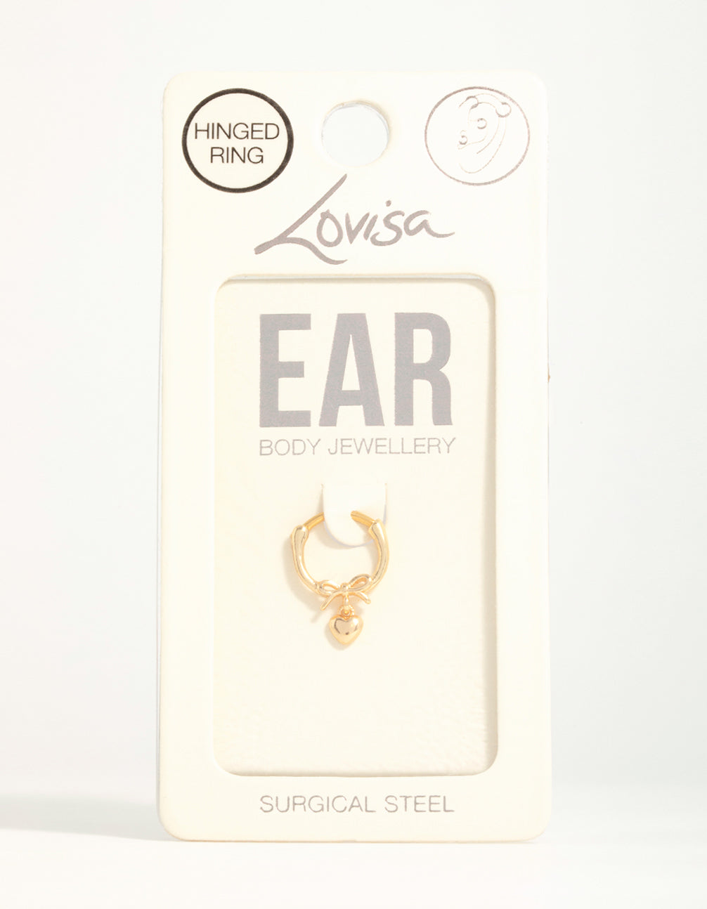 Gold Plated Surgical Steel Heart Ear Clicker