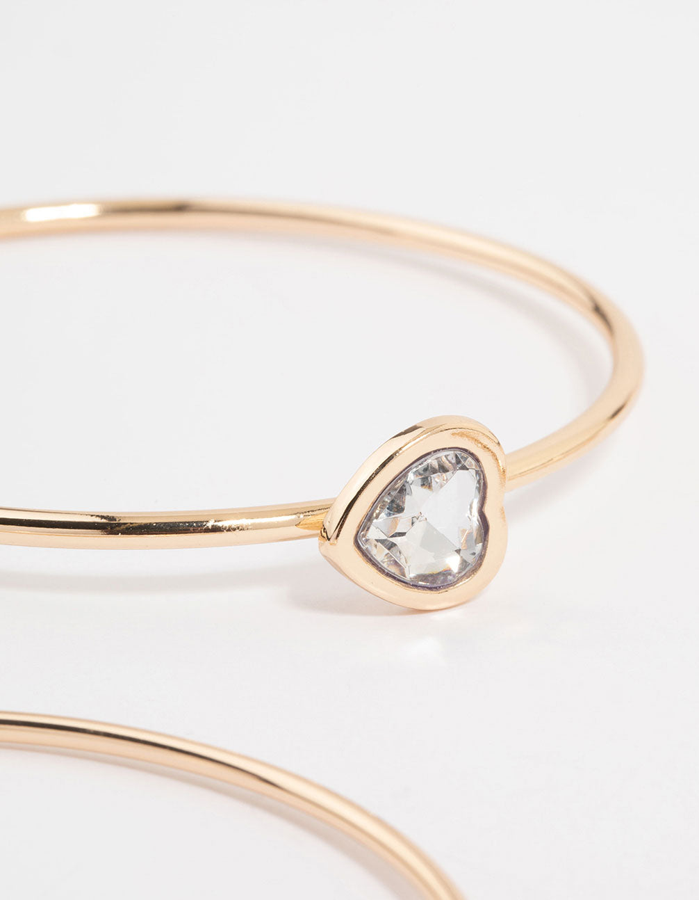 Gold Diamante Heart Bangles 3-Pack