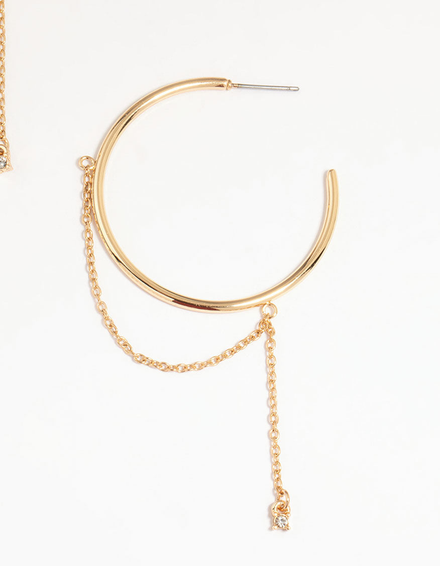 Gold Dainty Chain Hoop Earrings