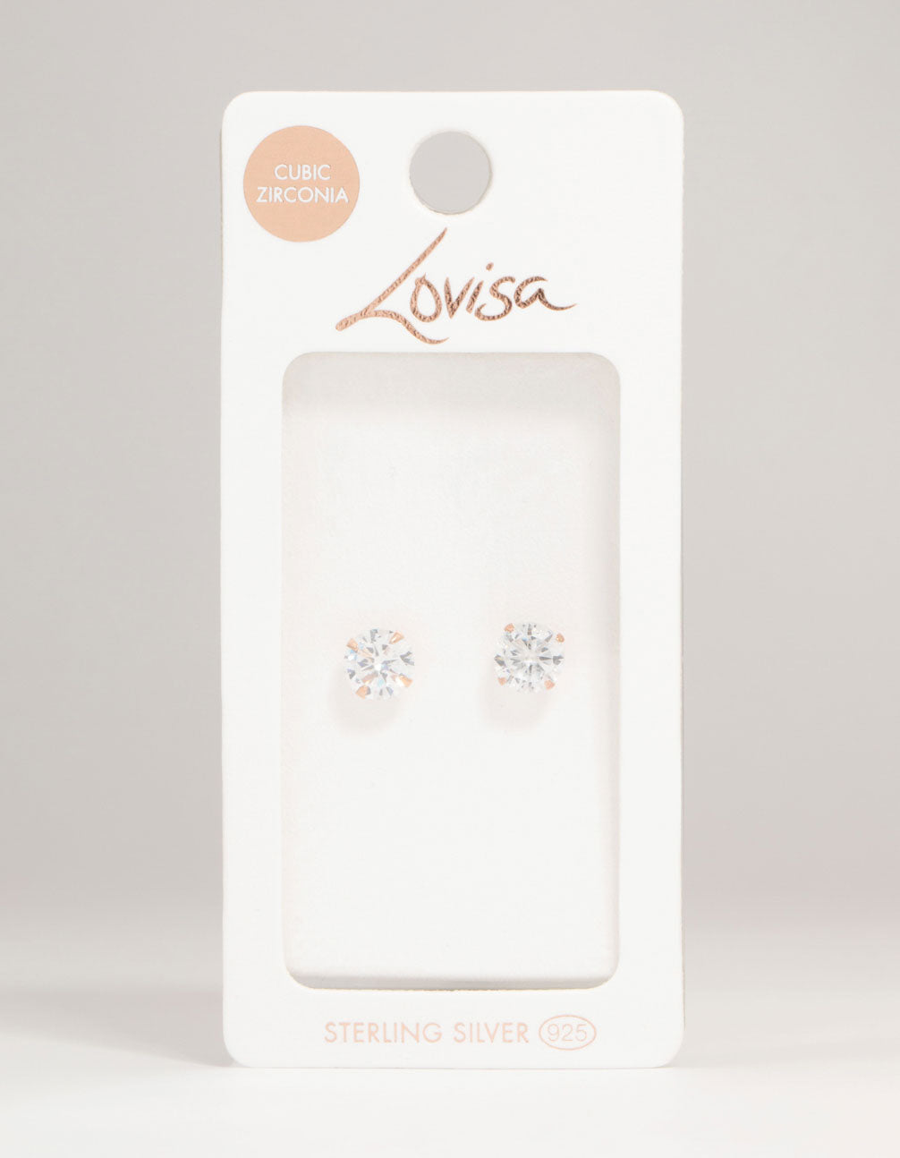Rose Gold Plated Sterling Silver Cubic Zirconia Stud Earrings