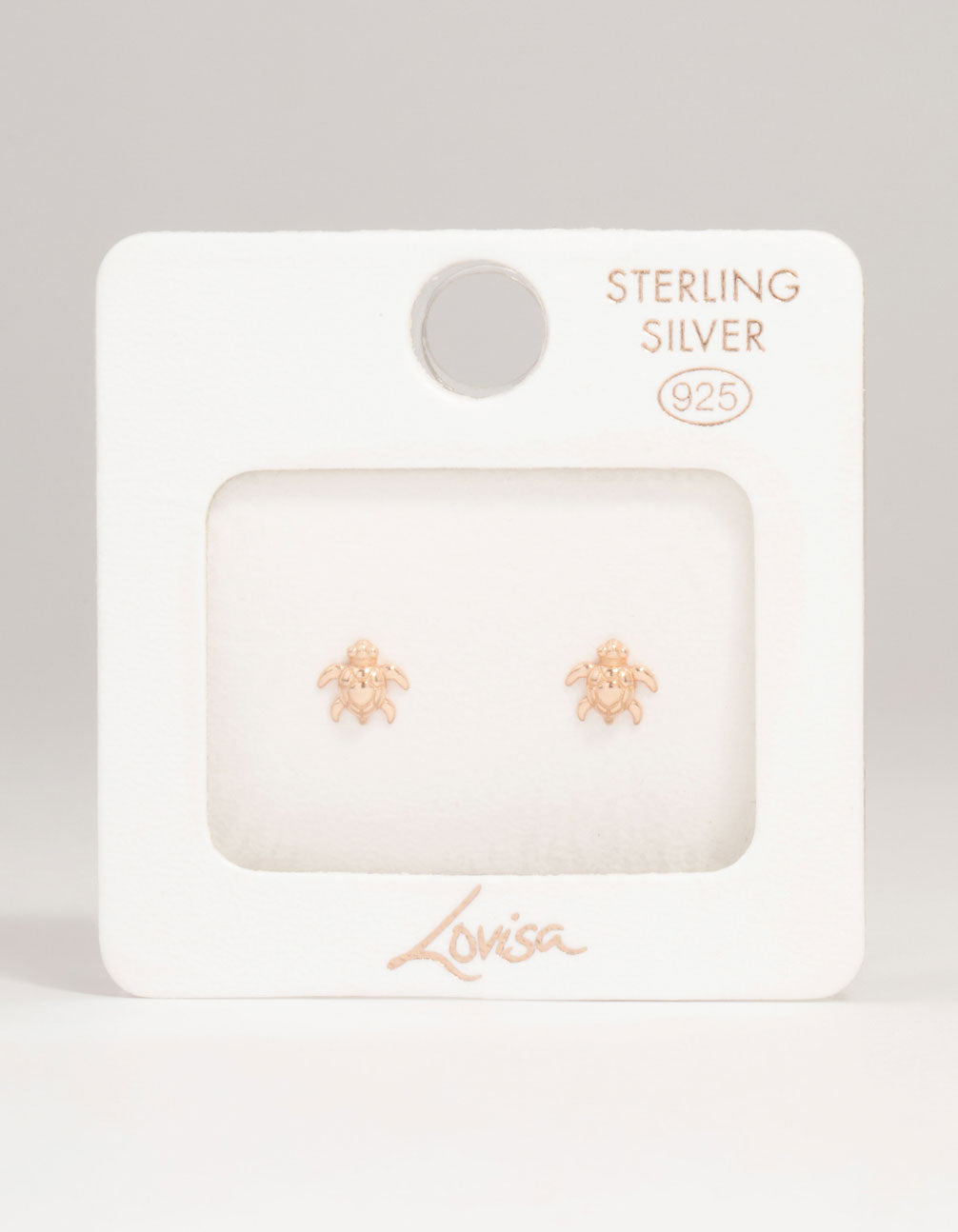 Rose Gold Plated Sterling Silver Turtle Stud Earrings