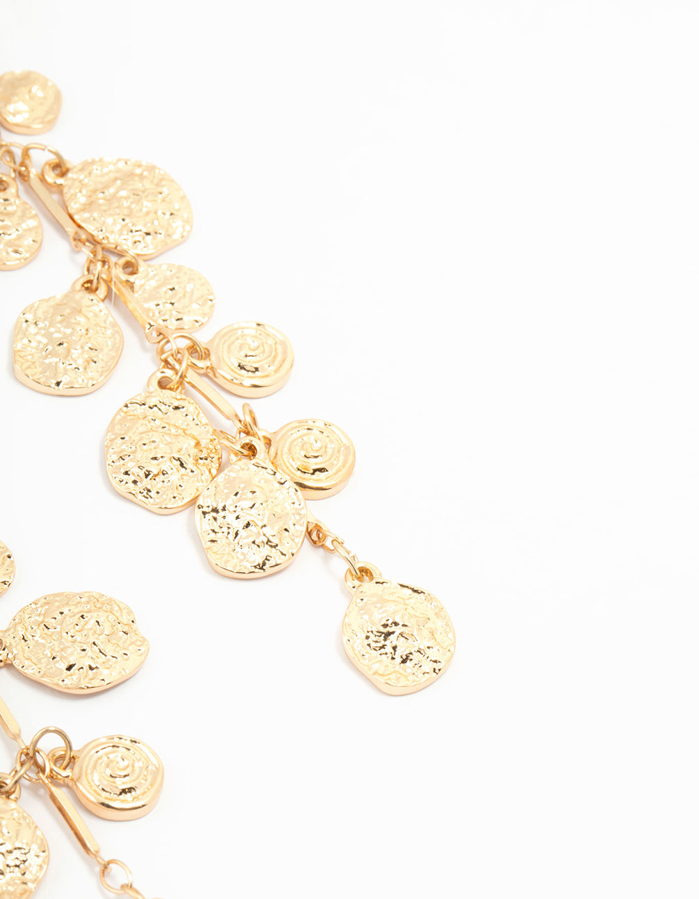 Gold Molten Disc Drop Earrings