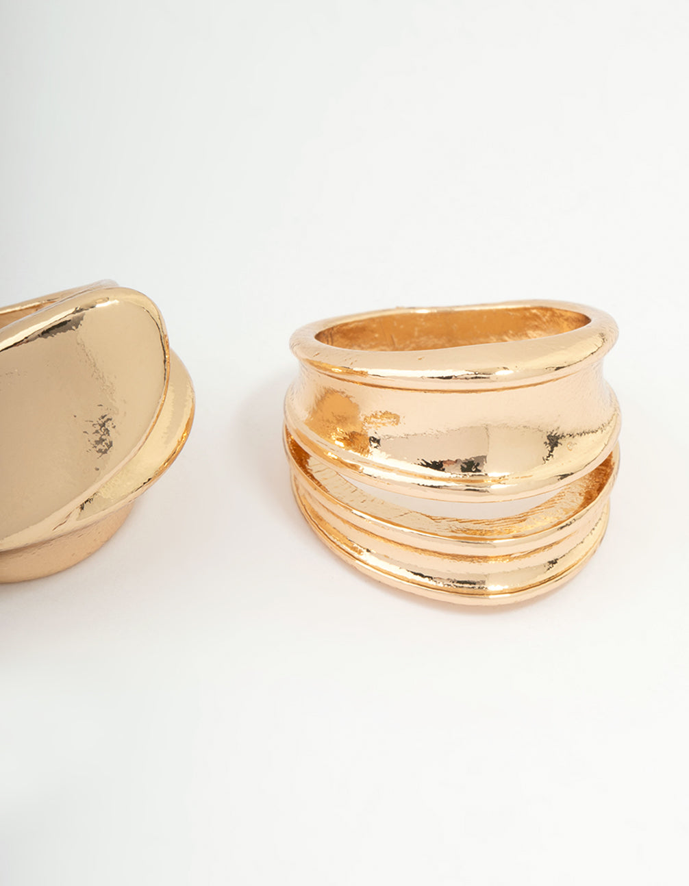 Gold Organic Statement Stacking Rings 3-Pack