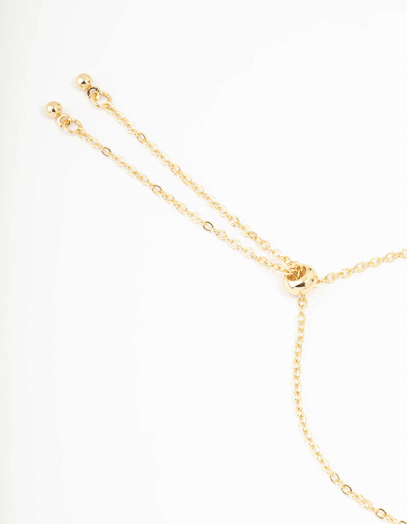Gold Plated Cubic Zirconia Oval & Round Toggle Bracelet