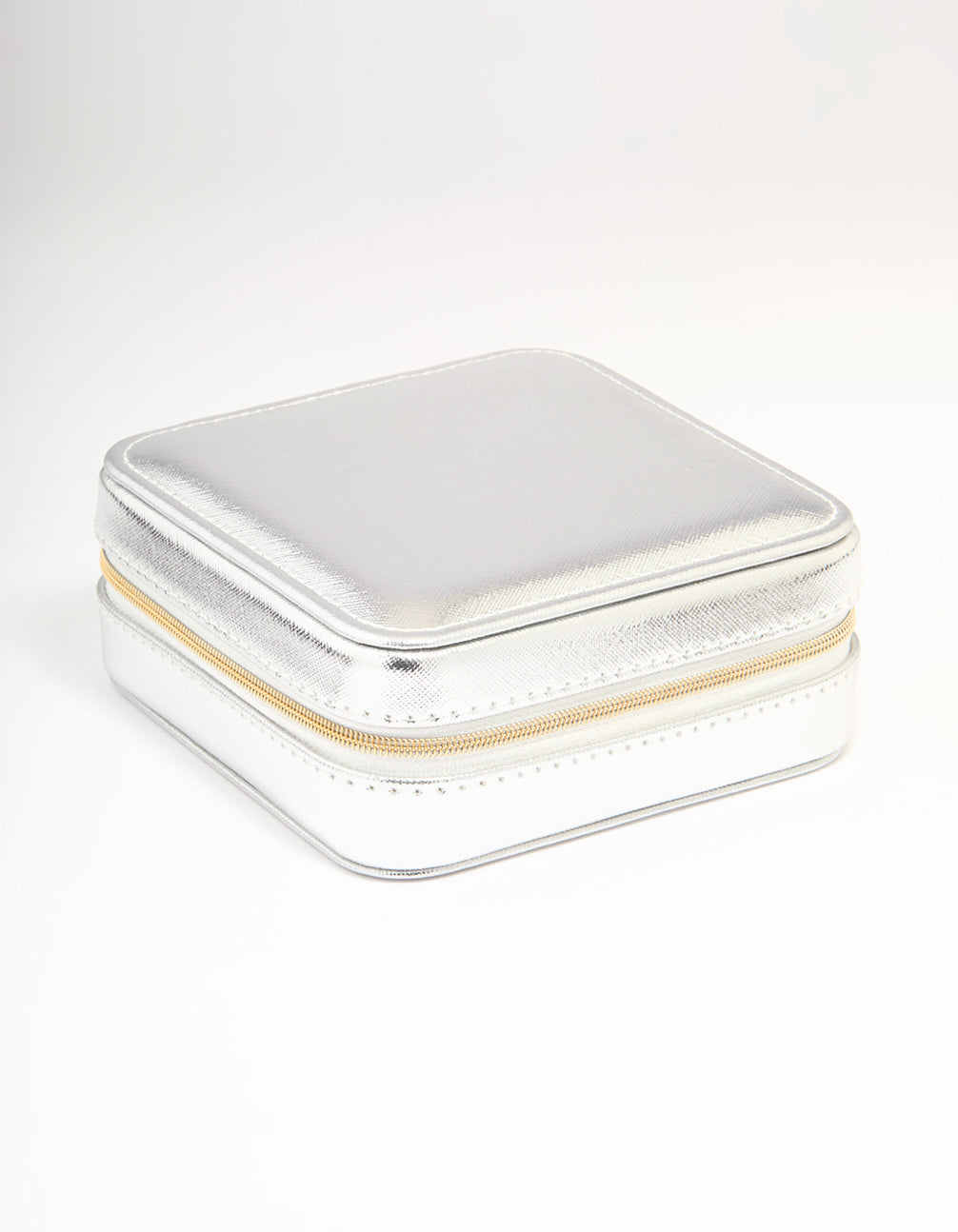 Silver PU Leather Large Square Jewellery Case