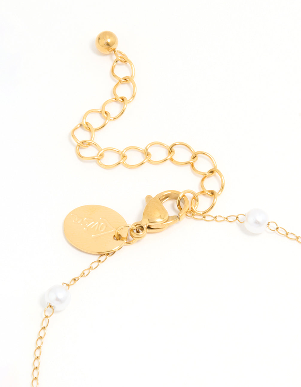 Waterproof Gold Plated Stainless Steel Pearl Star & Shell Charm Anklet