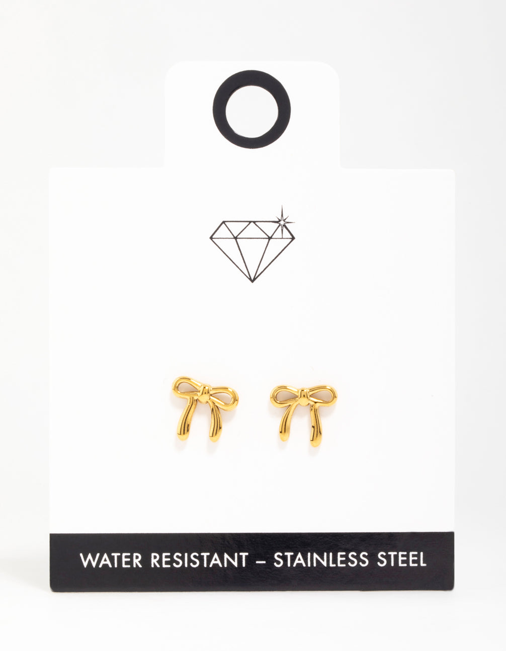 Waterproof Gold Plated Stainless Steel Enamel Bow Stud Earrings