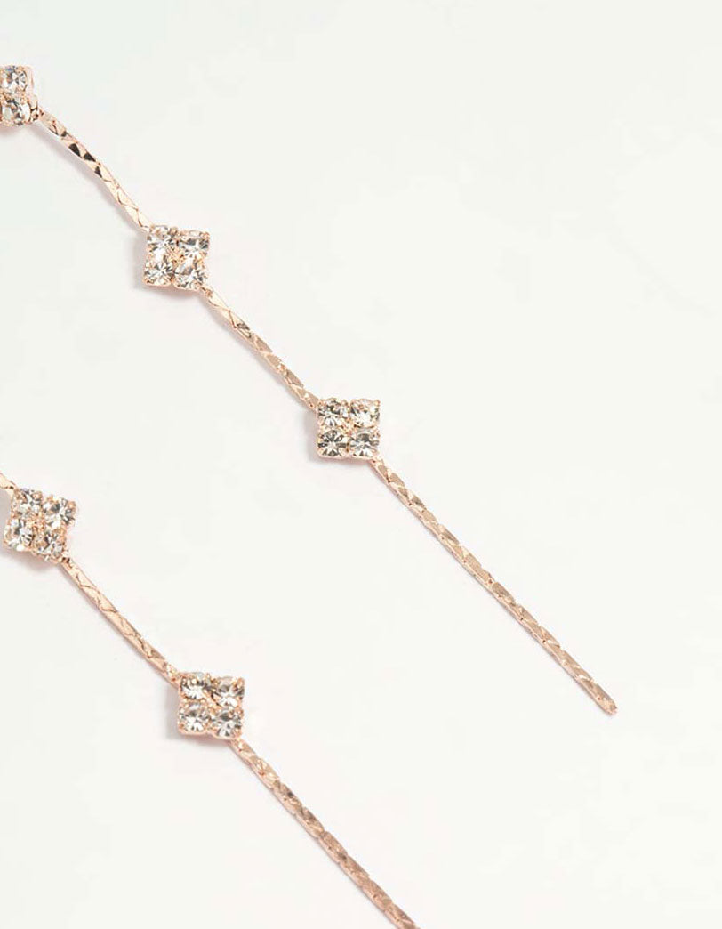 Rose Gold Dainty Flower Drop Earrings