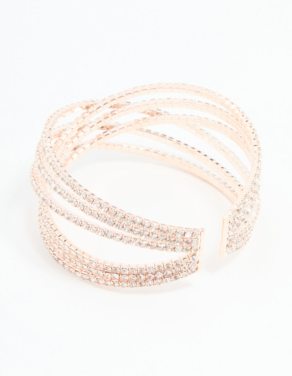 Rose Gold Diamante Layered Wrist Cuff