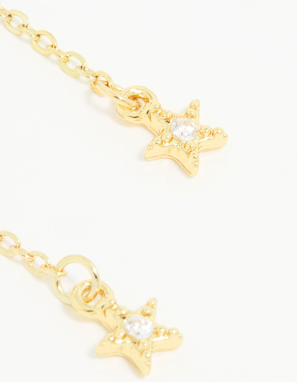 Gold Cubic Zirconia Star Chain Drop Earrings