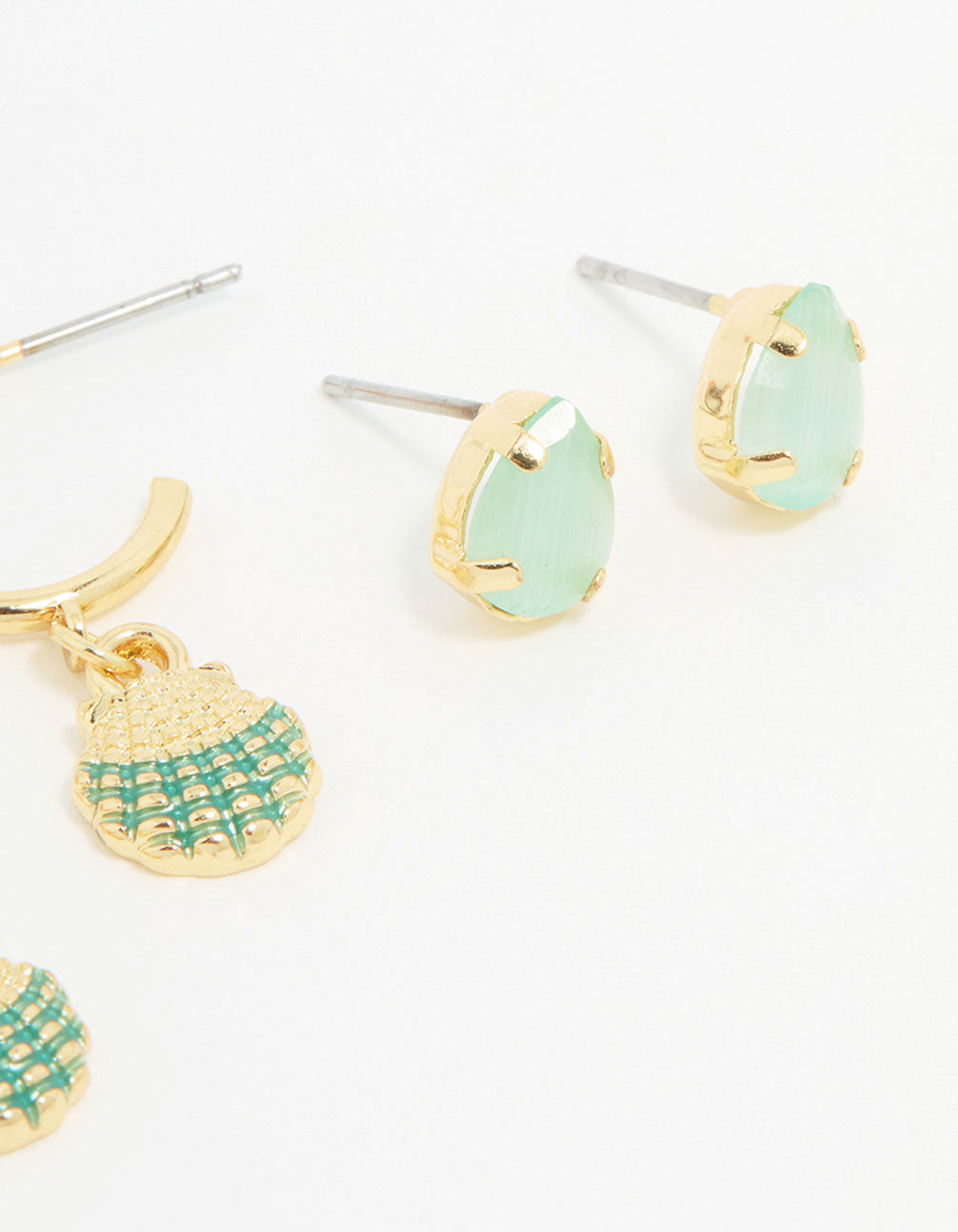 Gold Plated Cubic Zirconia Mermaid Earrings 3-Pack
