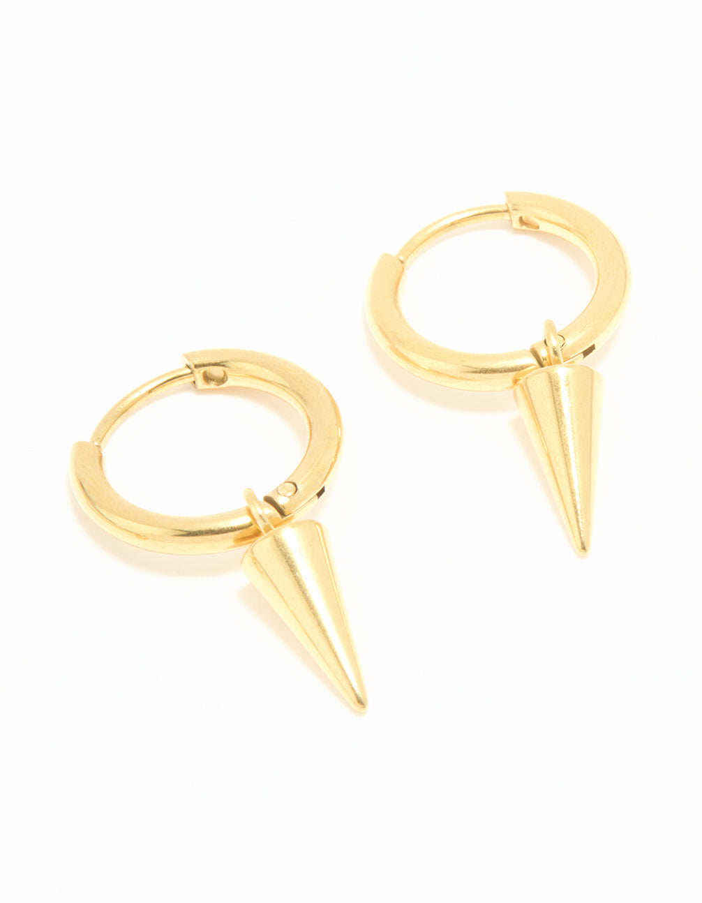 Waterproof Gold Plated Stainless Steel Dagger Huggie & Stud Earrings 2-Pack