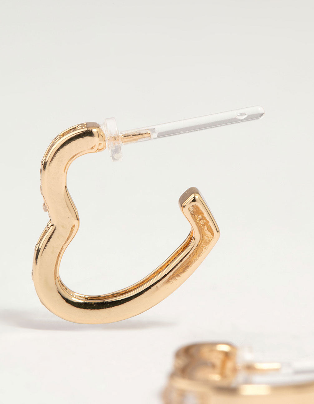 Gold Cubic Zirconia Heart Hoop Earrings
