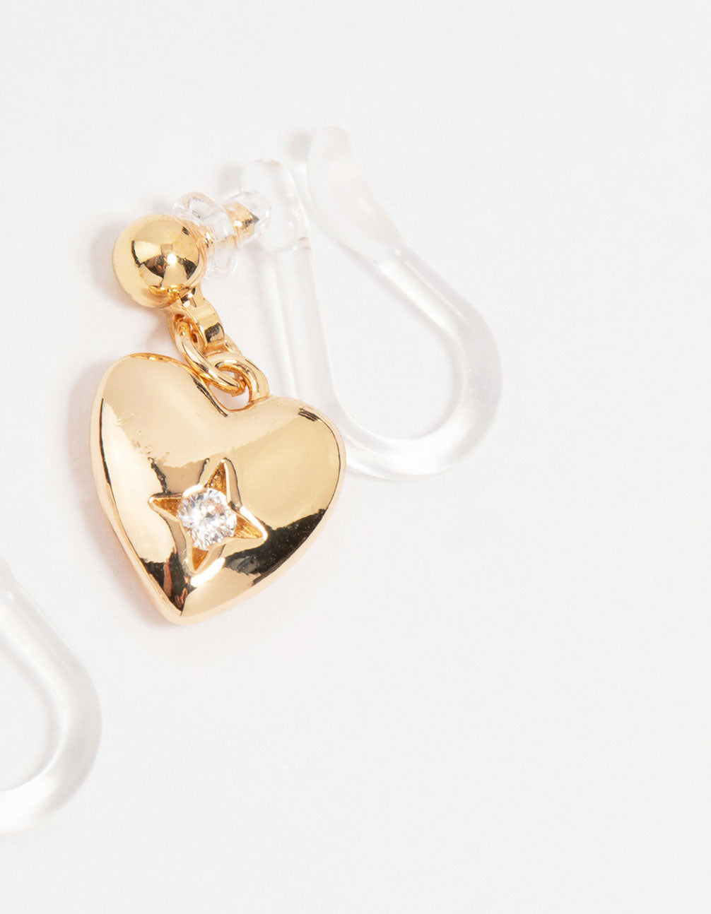 Gold Cubic Zirconia Heart Ear Cuff 4-Pack