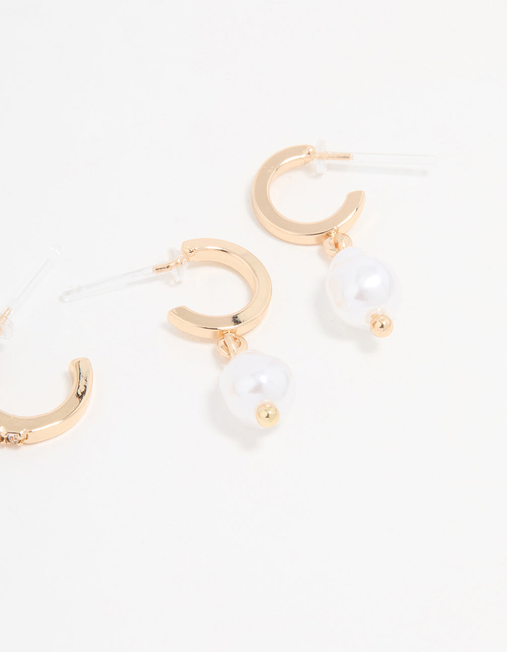 Gold Diamante Pearl Hoop & Stud Earrings 3-Pack
