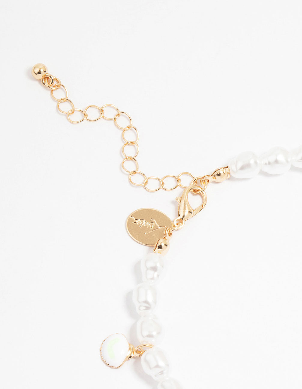 Gold Beaded Pearl Sea Charm Anklet