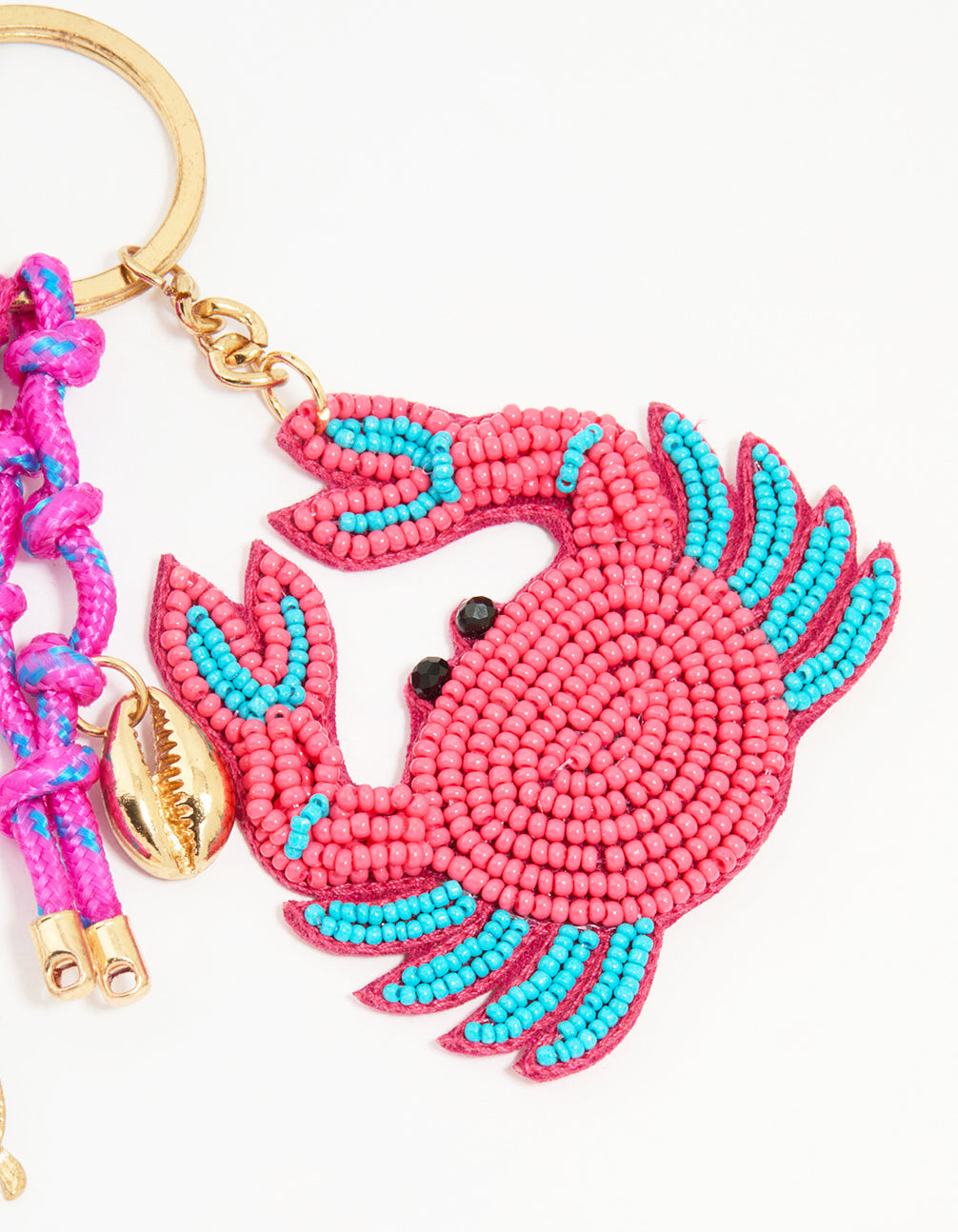 Red Beaded Crab Rope Keychain