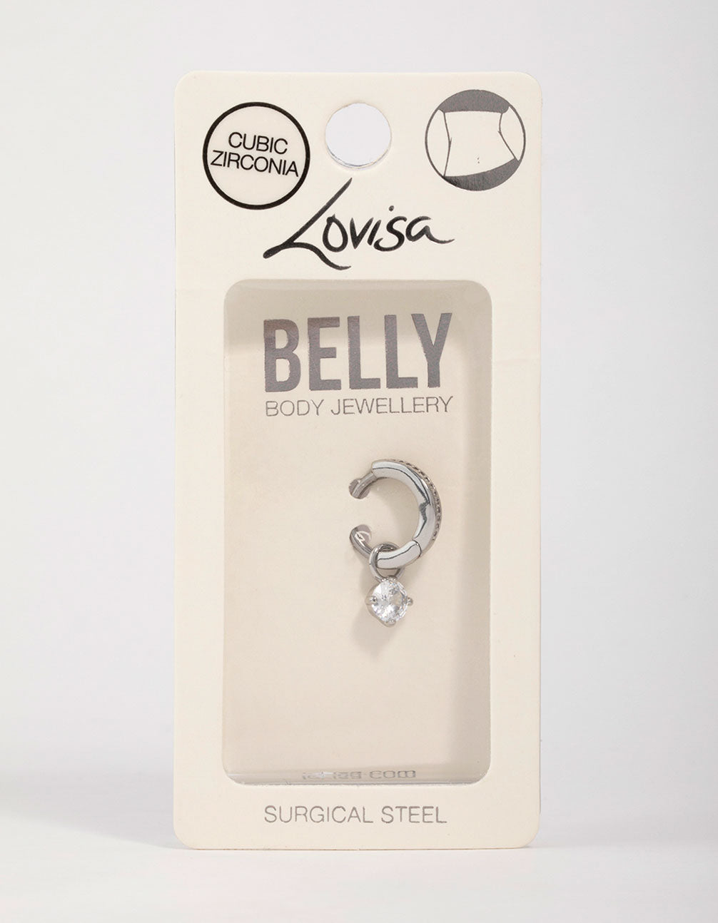 Surgical Steel Cubic Zirconia Drop Belly Ring