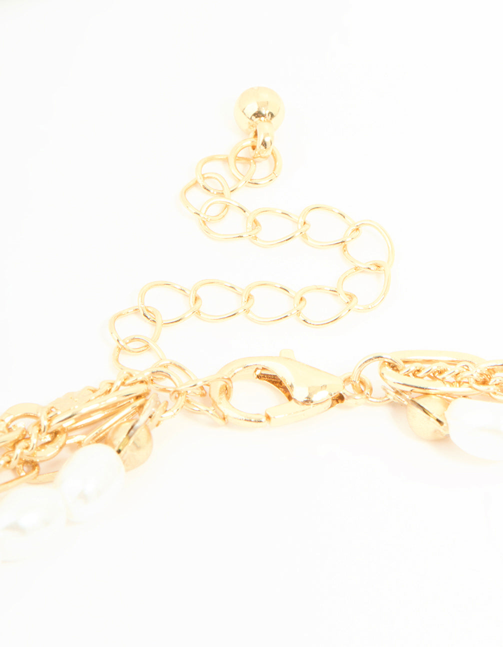 Gold Pearl Watch & Flower Layered Necklace