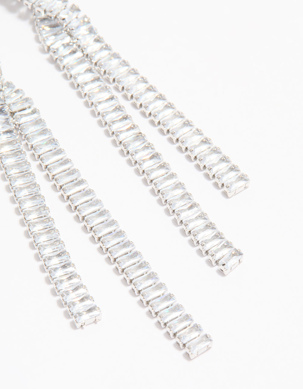 Silver Cubic Zirconia Crossover Drop Earrings