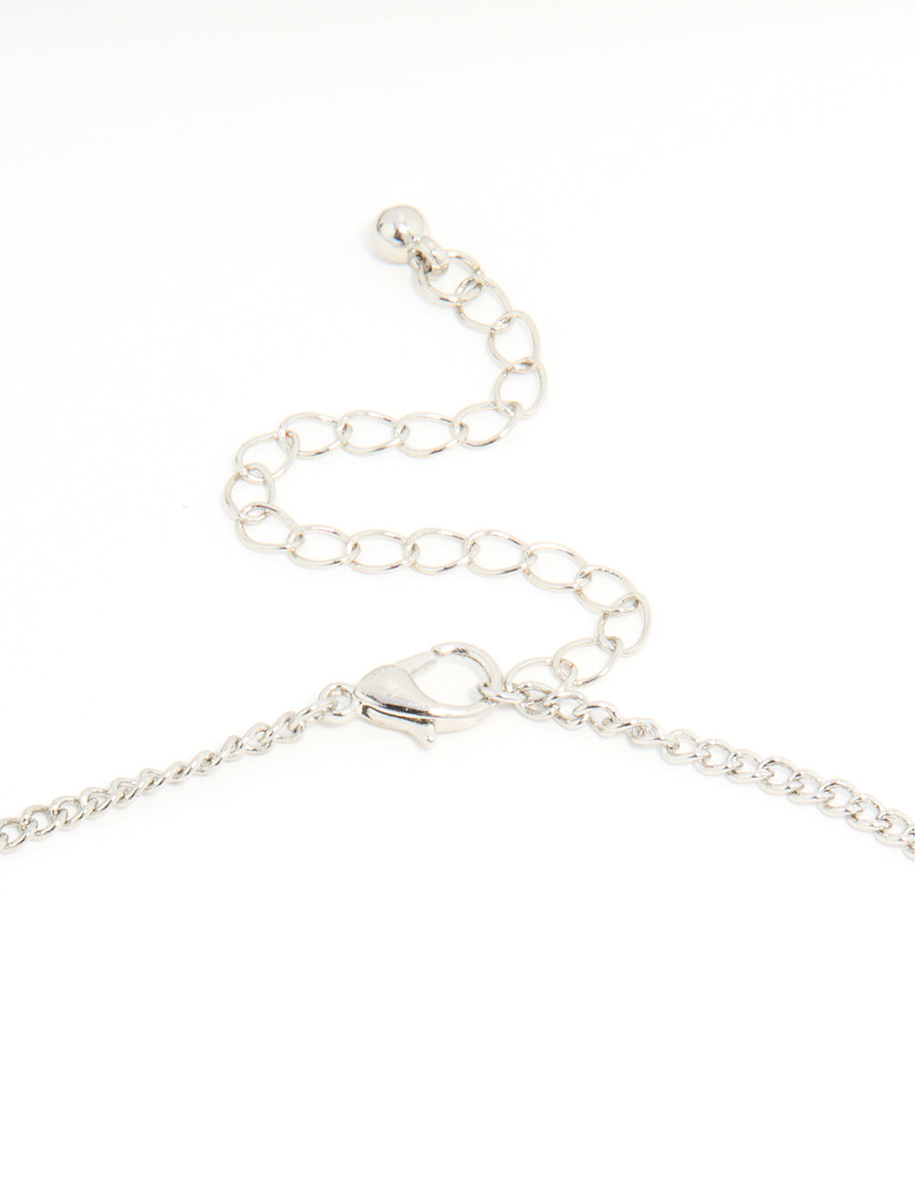 Silver Cubic Zirconia Cross & Heart Charm Necklace