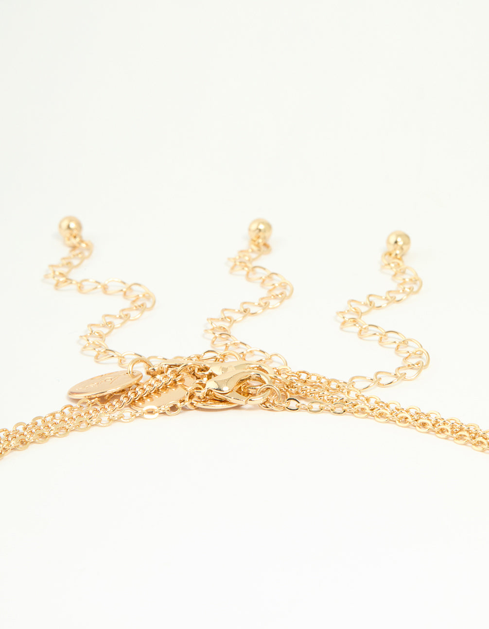 Gold Enamel Heart Rose & Cross Layered Necklace