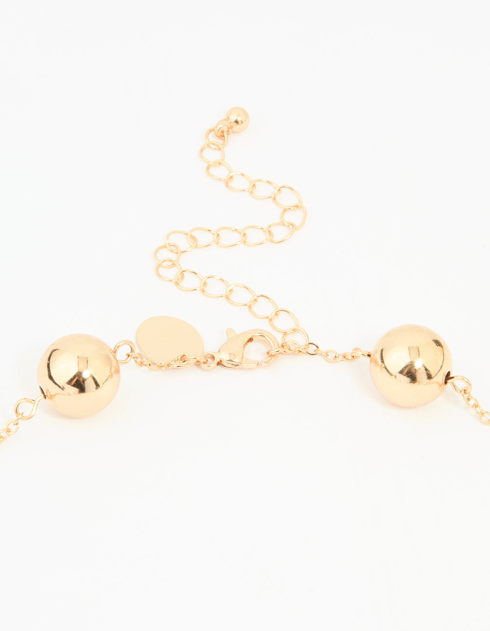 Gold Pearl & Solid Ball Long Link Necklace