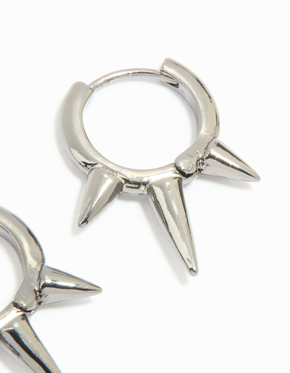 Gunmetal Triple Spike Huggie Earrings