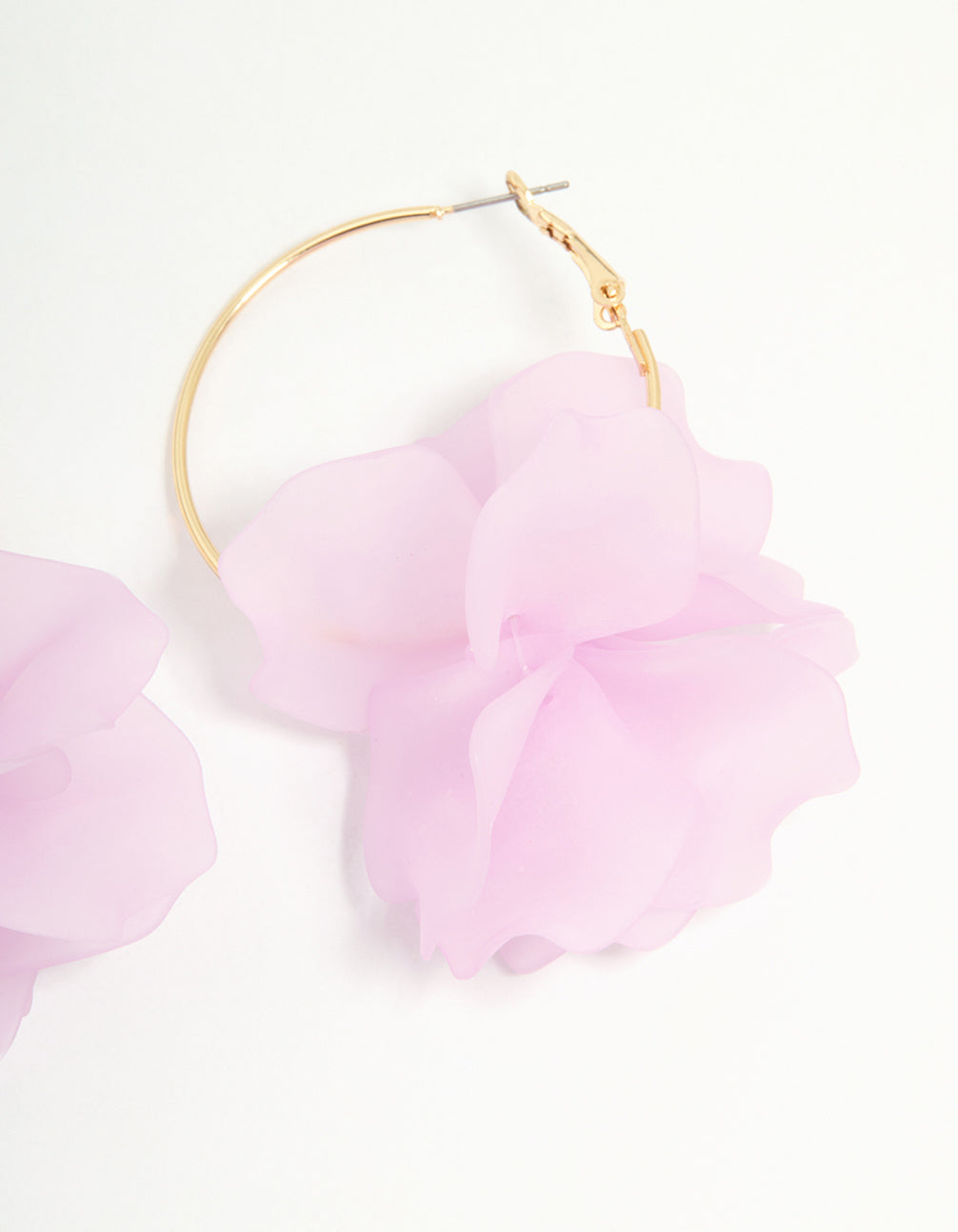 Gold Pink Acrylic Petal Hoop Earrings