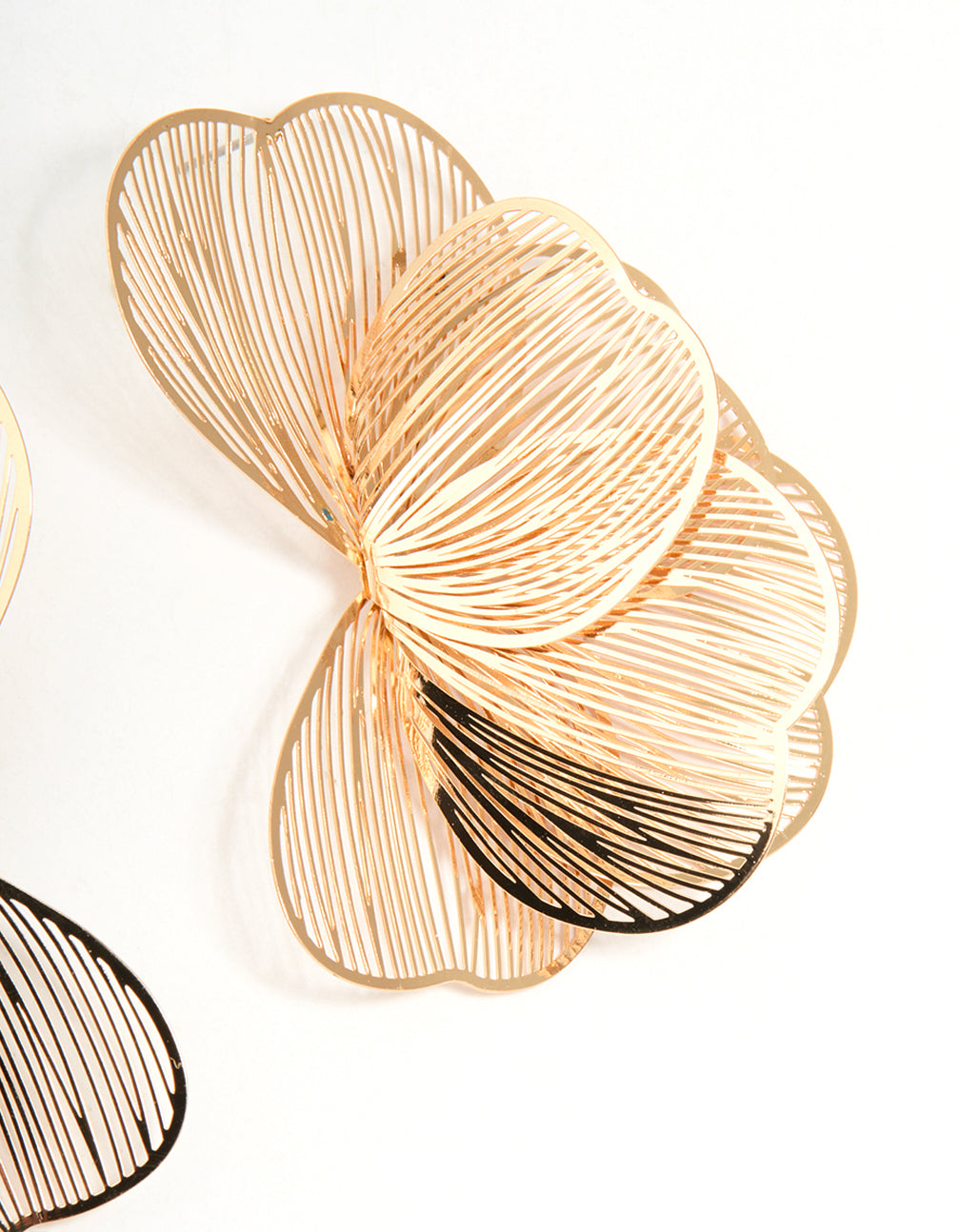 Gold Wire Petal Stud Earrings