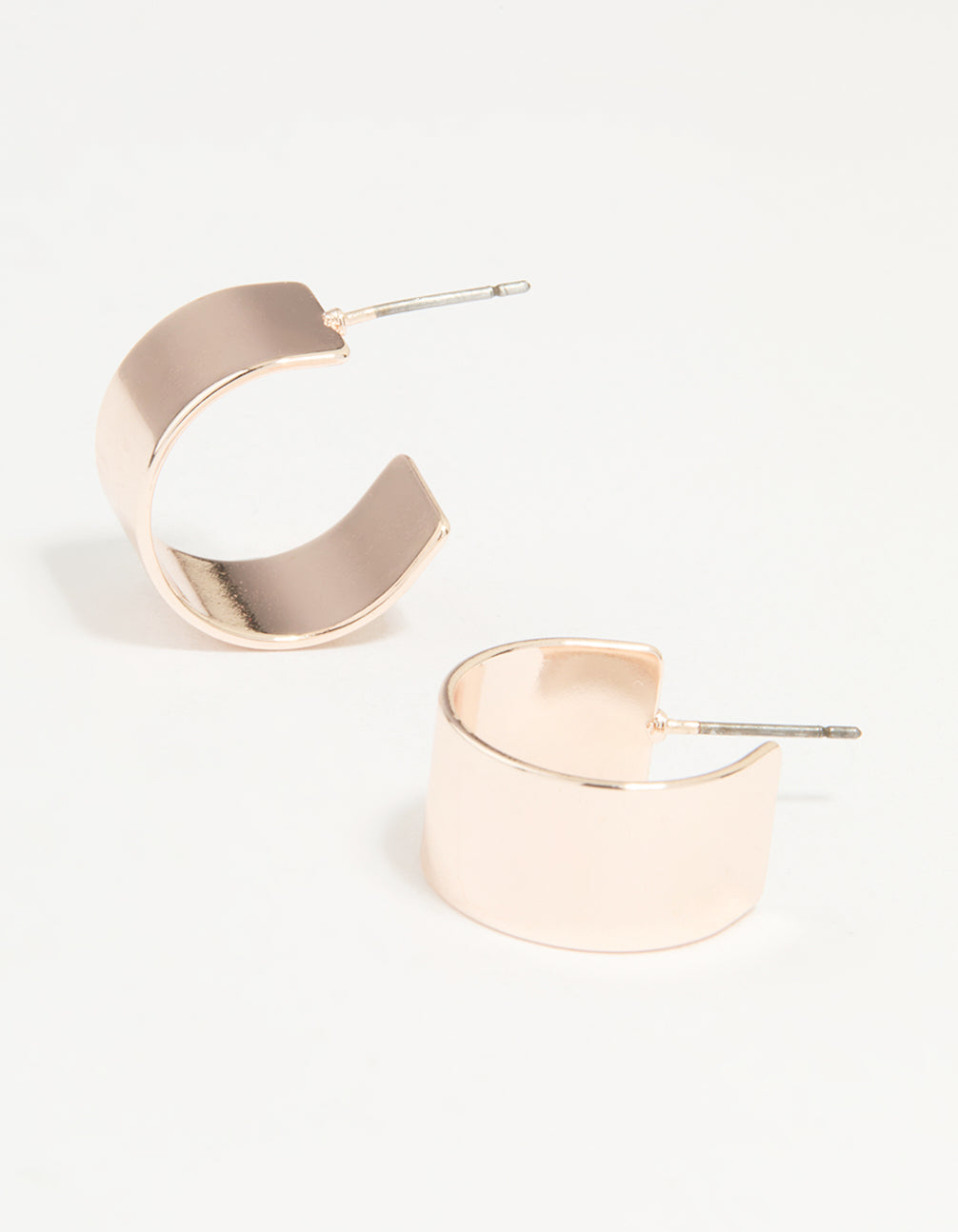 Rose Gold Thick Flat Small Hoop Earrings