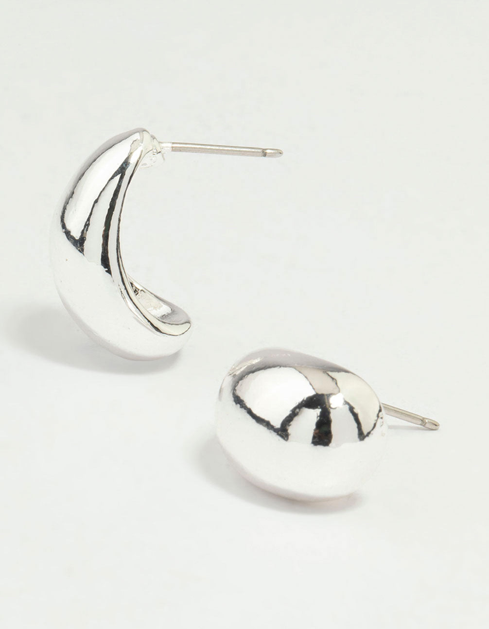 Silver Chubby Huggie Earrings