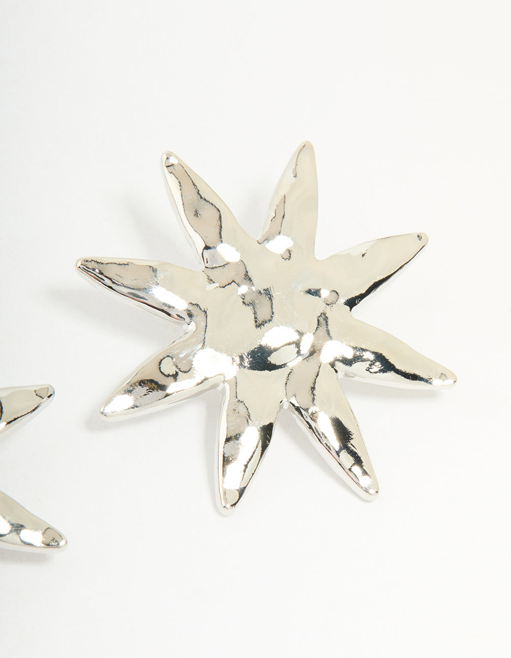 Silver Hammered Star Stud Earrings